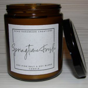 Springtime Fresh Scented Pink Salt & Soy Blend Handmade Candle